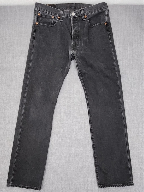 Levi's Other - Levi's  501 Button Fly 100% Cotton Black Distressed Denim Jeans 32 ×32